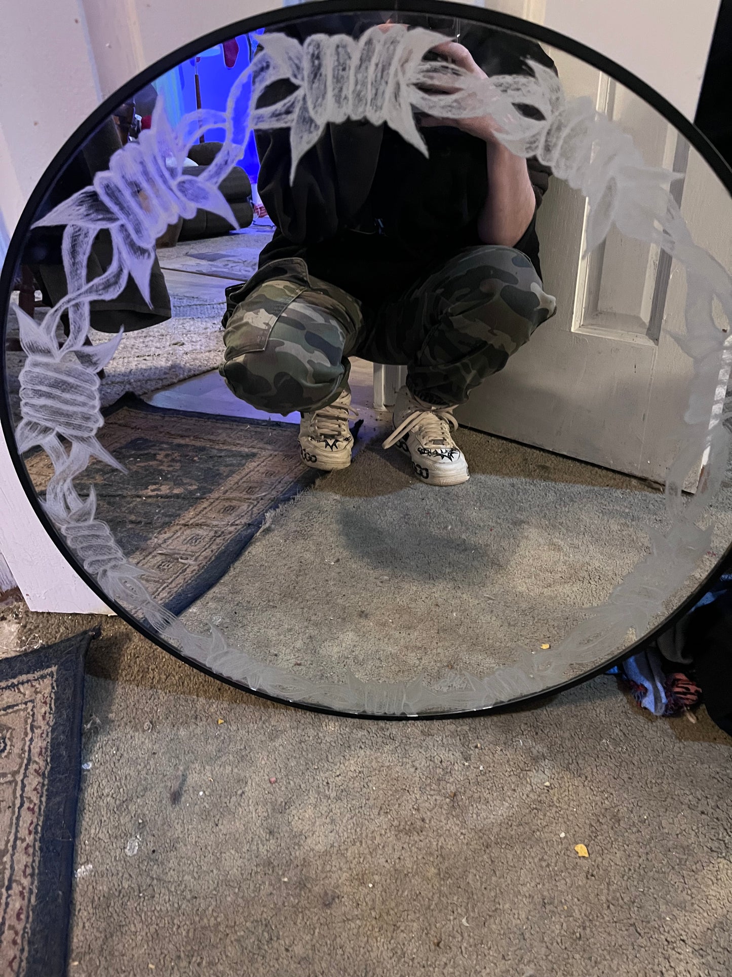 Engraved mirror