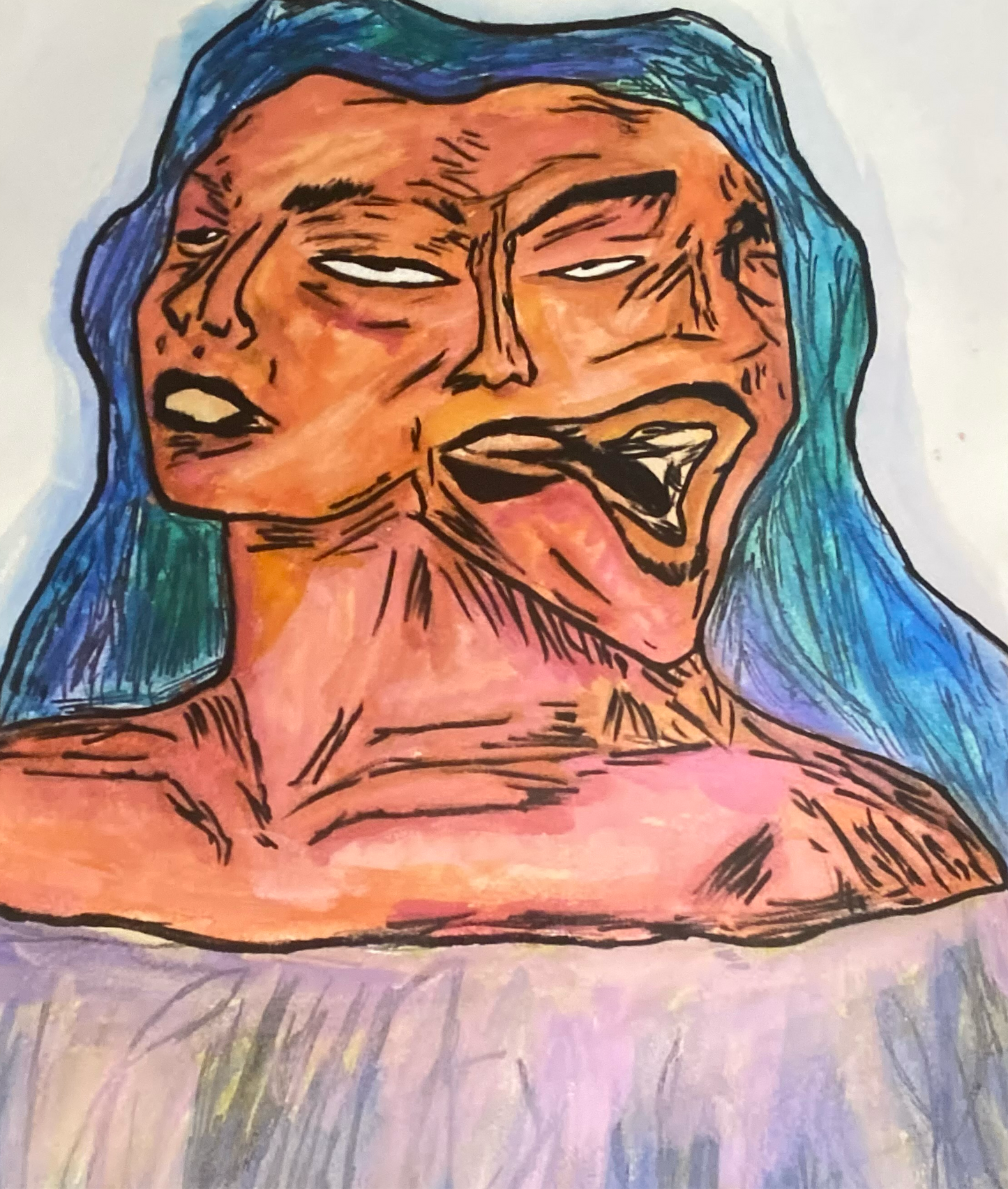 Girl screaming print